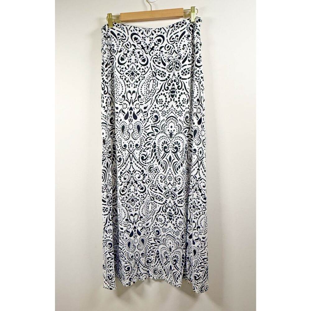Cynthia Rowley Black & White Paisley A-Line Maxi Skirt Womens Regular - XL